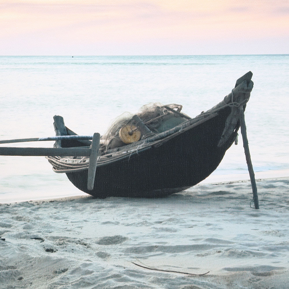 3D obraz loďky na pláži