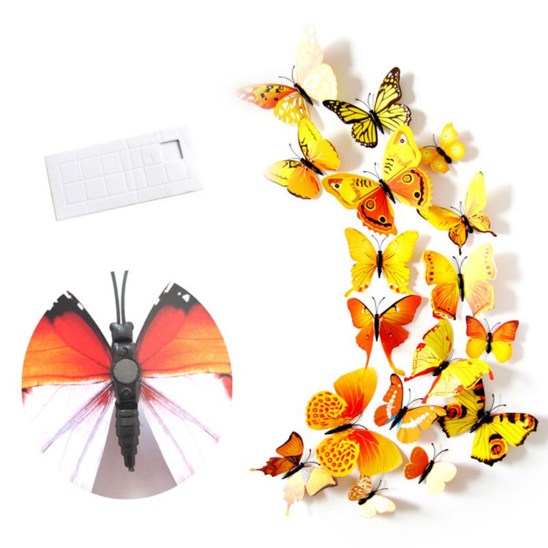 Žluto-oranžový motýl s 3D efektem