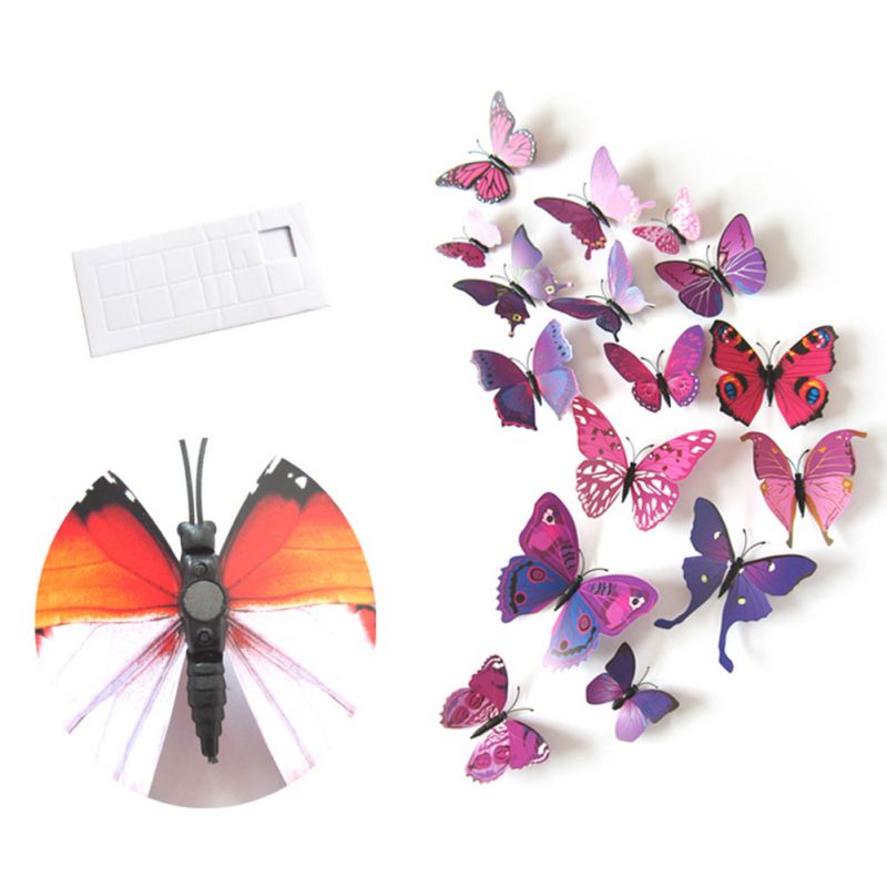 Fialovo-růžový motýl s 3D efektem